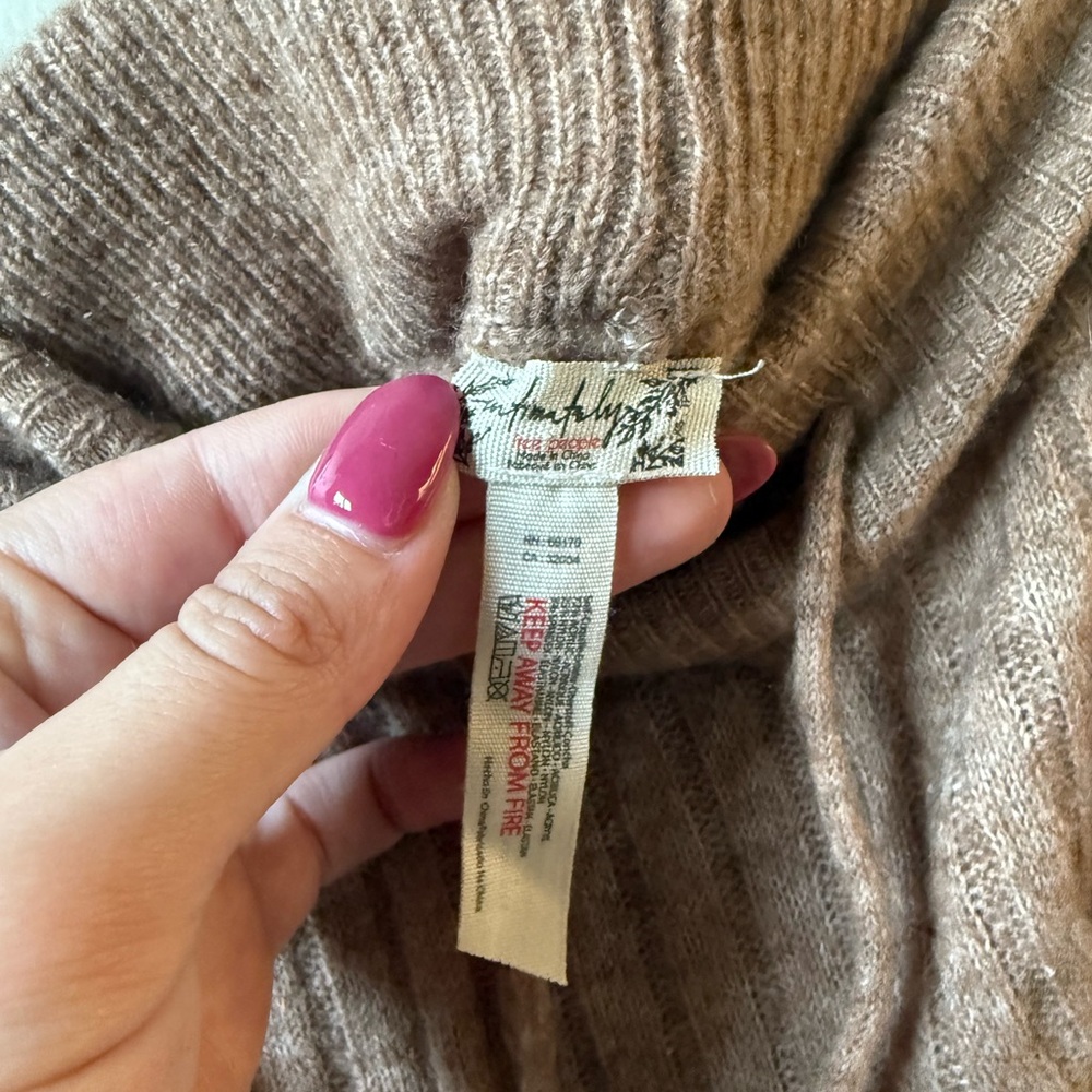 Free People Taupe Ribbed Knit Sweater Pants - Picture 3 of 8